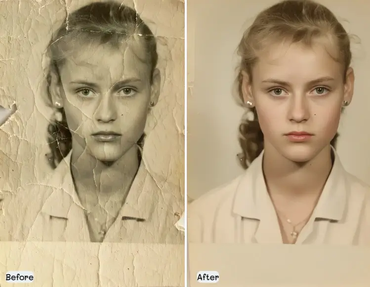 Comparison showing the difference between a low-quality scan and high-quality scan of the same vintage photo